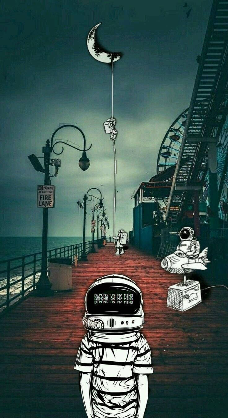 Cartoon Astronaut Wallpaper
