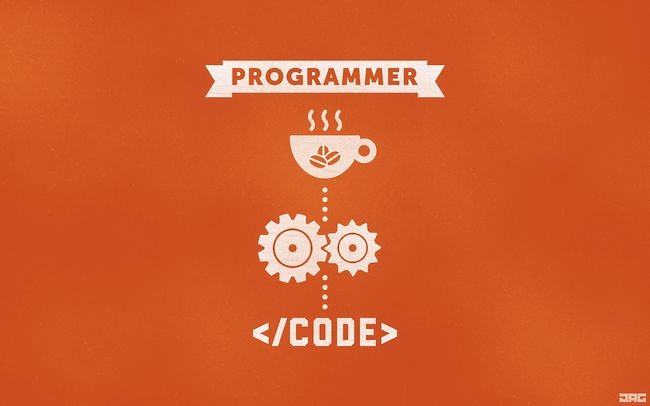 Programmer Orange Code Coffee Gears The Paper Wall