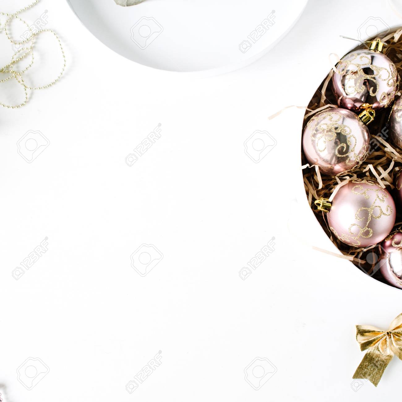 Frame Made Of Christmas Decoration With Glass Balls