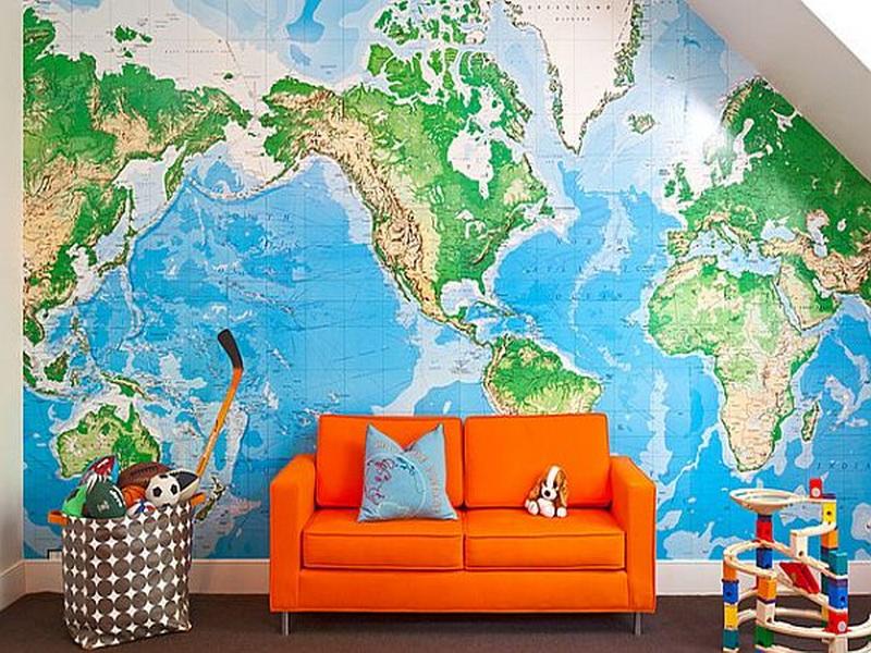 Home World Map Wallpaper For Walls Under Stair