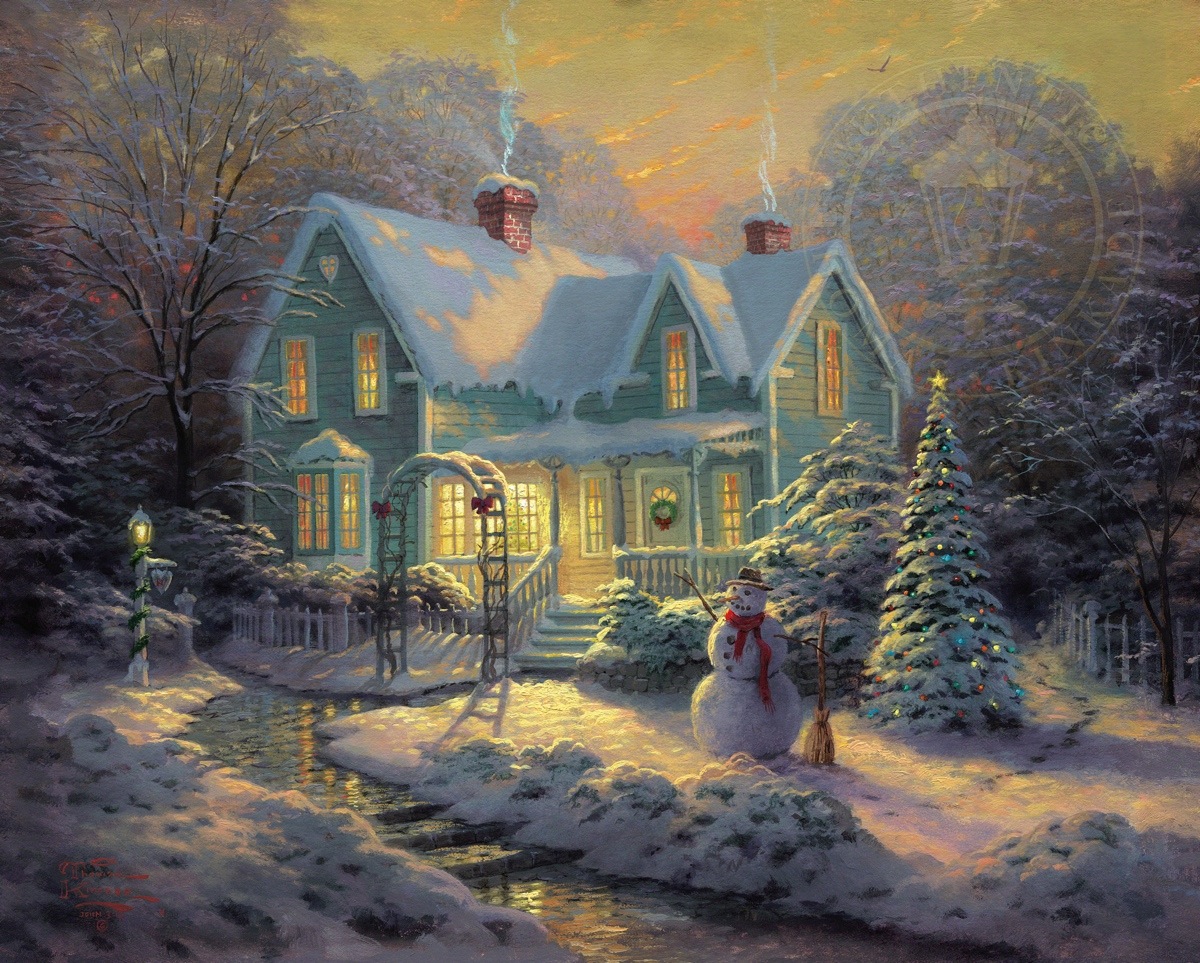 Christmas Wallpaper Thomas Kinkade - WallpaperSafari