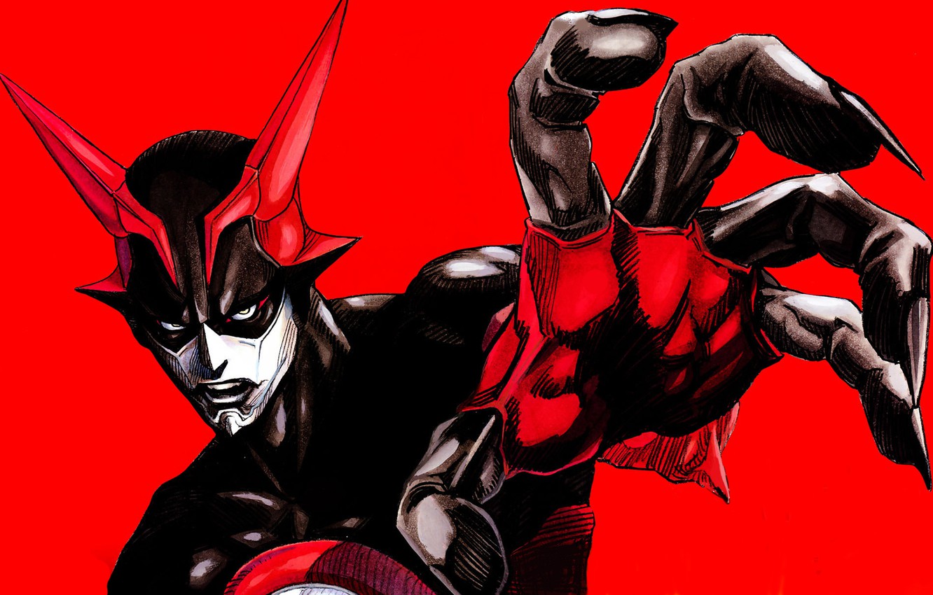 Wallpaper Hand Mask Horns Gesture Red Background Zetman