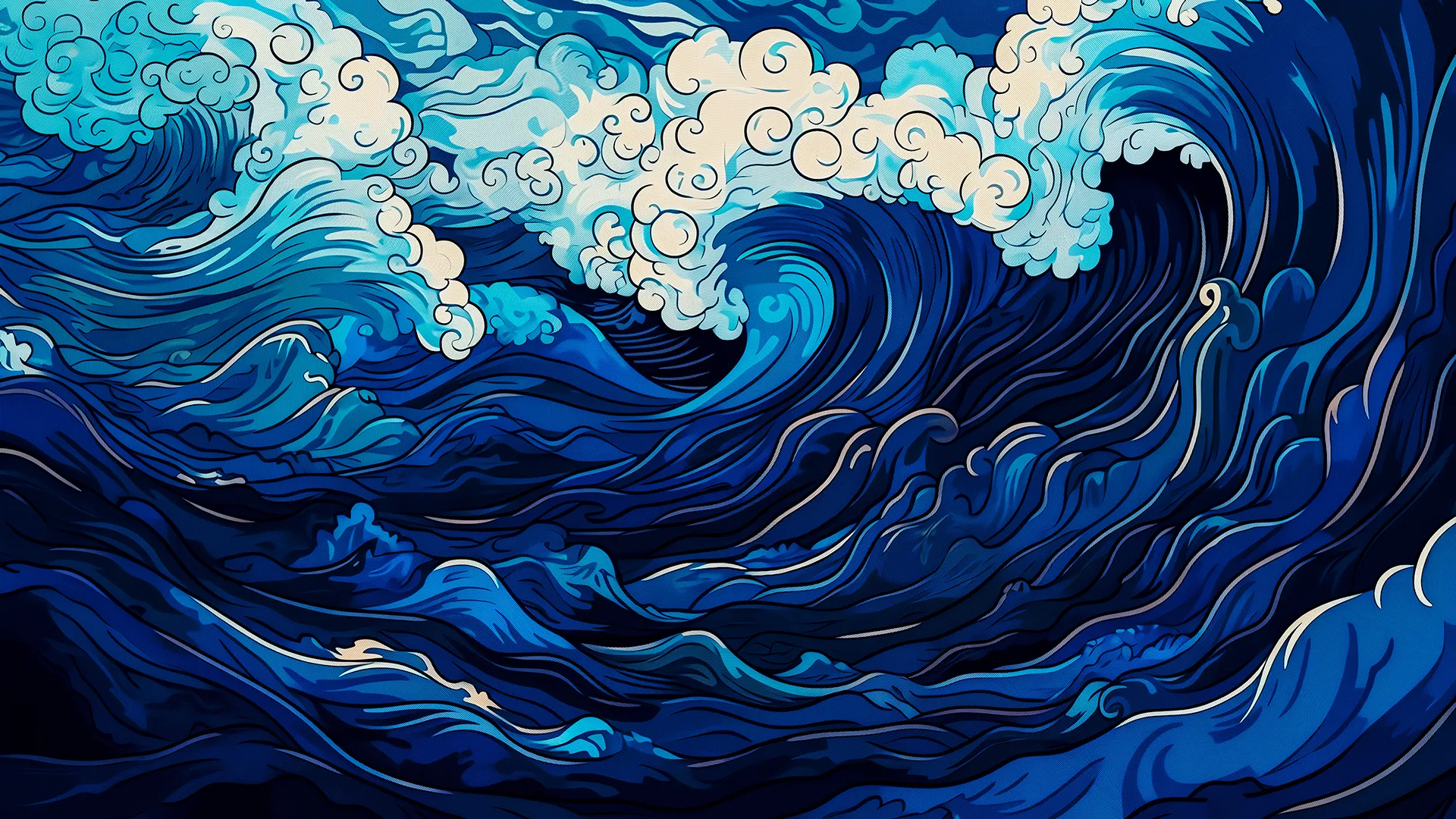 Blue Wave Illustration Wallpaper For Pc