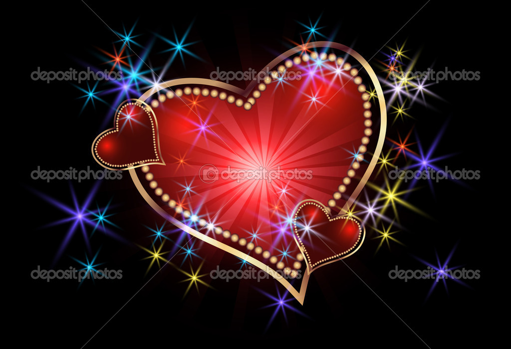 Glowing Background With Stars And Hearts Stock Vector Maryna