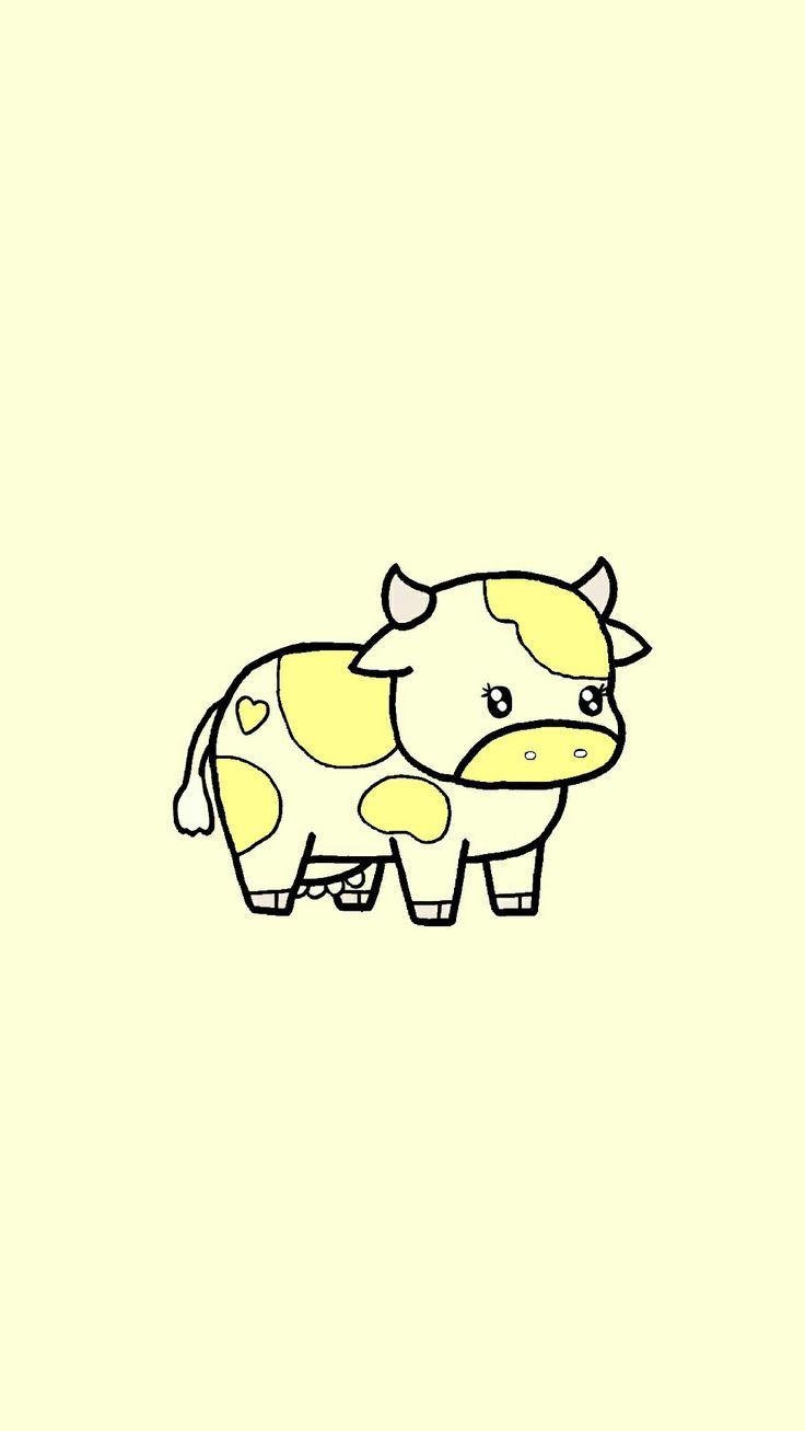 Cute Yellow Cow Wallpaper Drawing Art