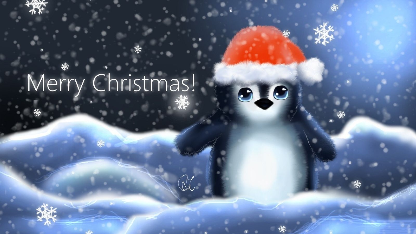 3d Holidays Christmas Penguin Wallpaper iPad Pro
