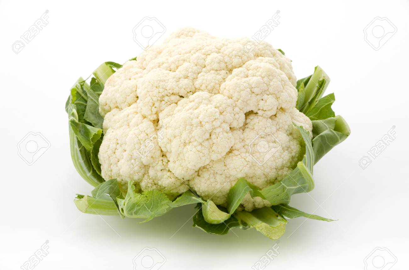 Fresh Cauliflower Isolated On White Background Stock Photo