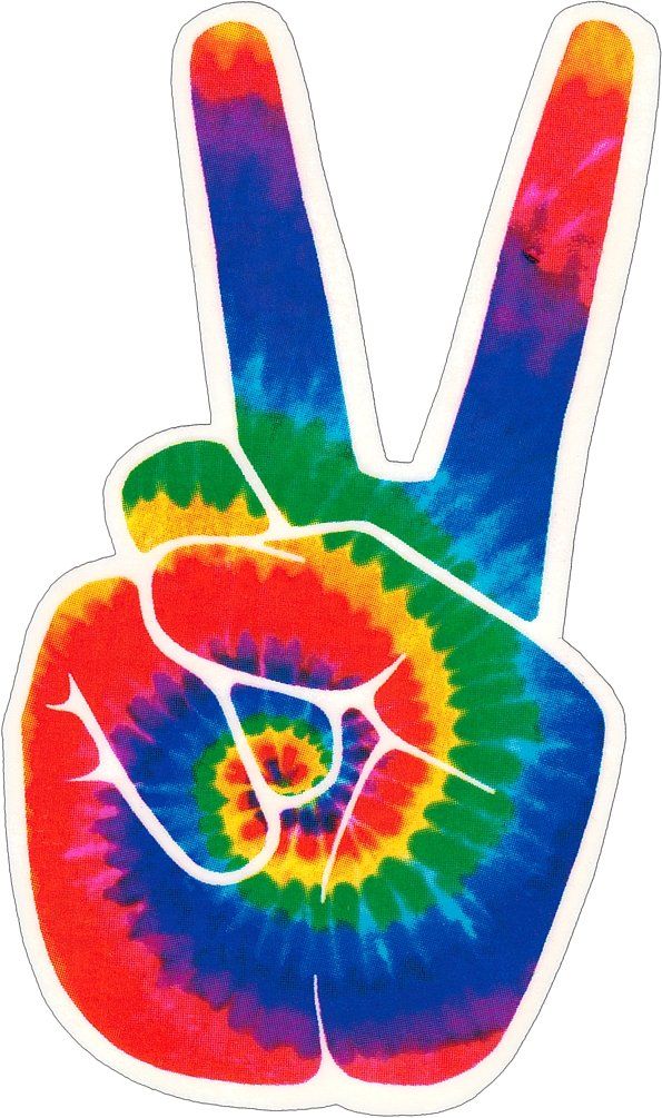 Tie Dye Peace Fingers On Transparent Background Sticker Decal