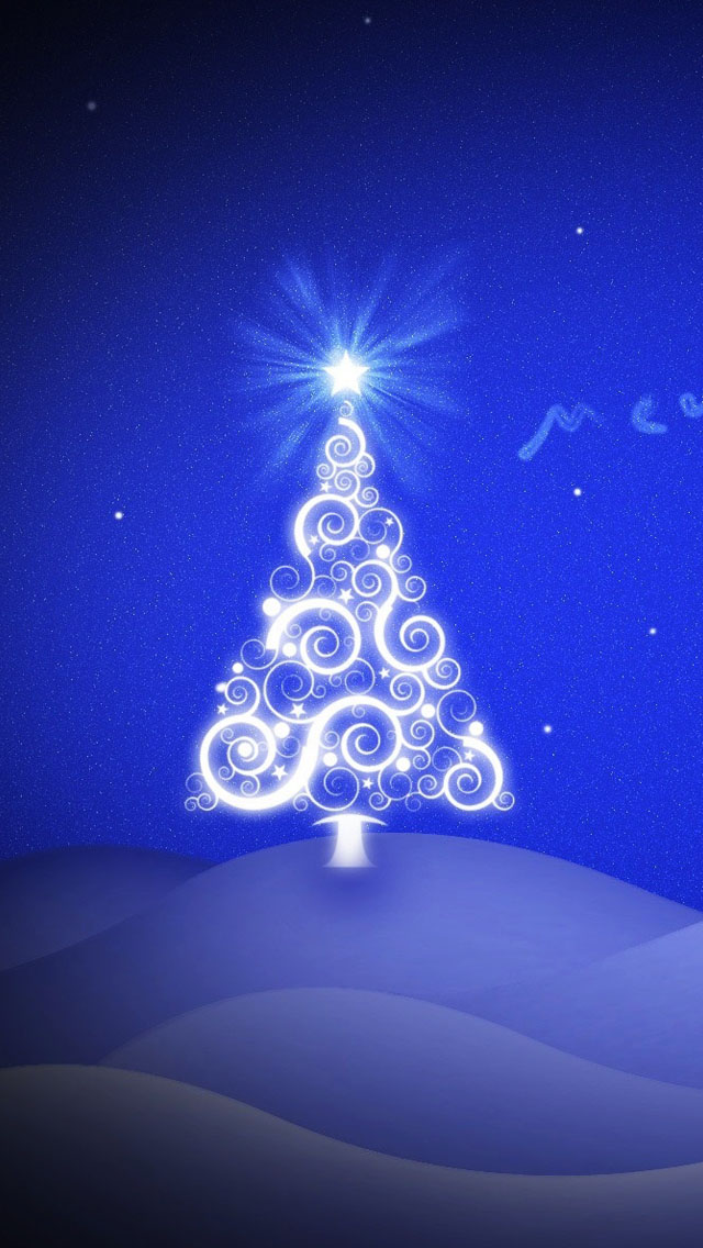Blue Merry Christmas iPhone Wallpaper Background And