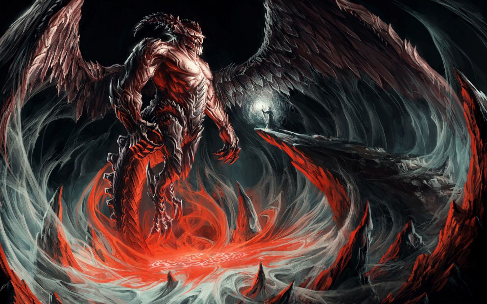 Scary Demon With Wings Widescreen Wallpaper