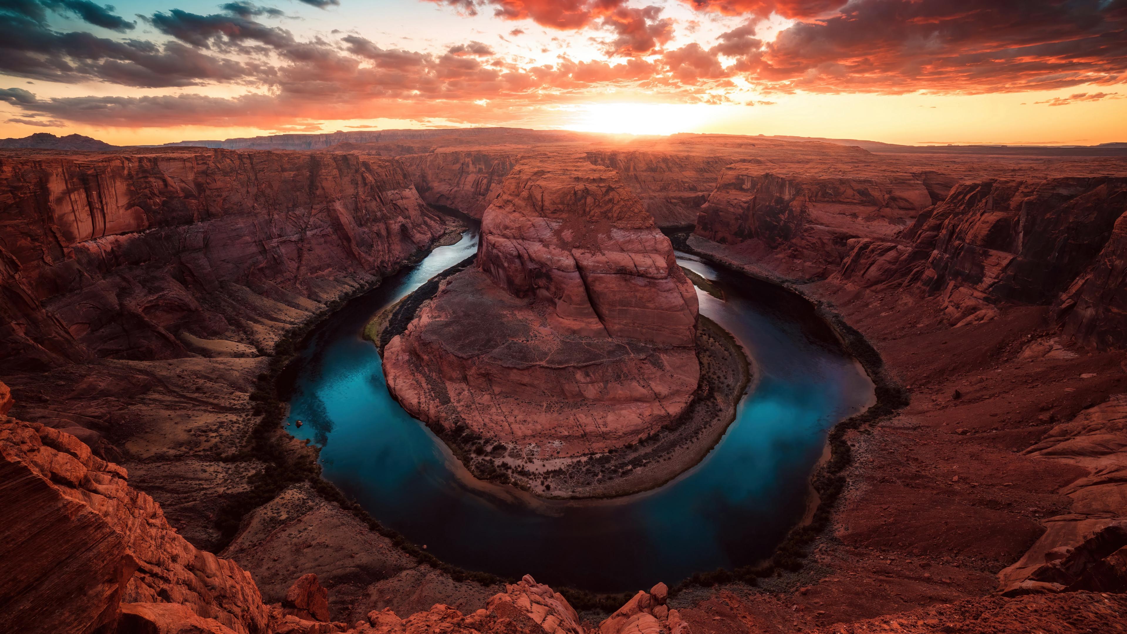 Usa Arizona Horseshoe Bend Scenery Colorado River Rock Formation