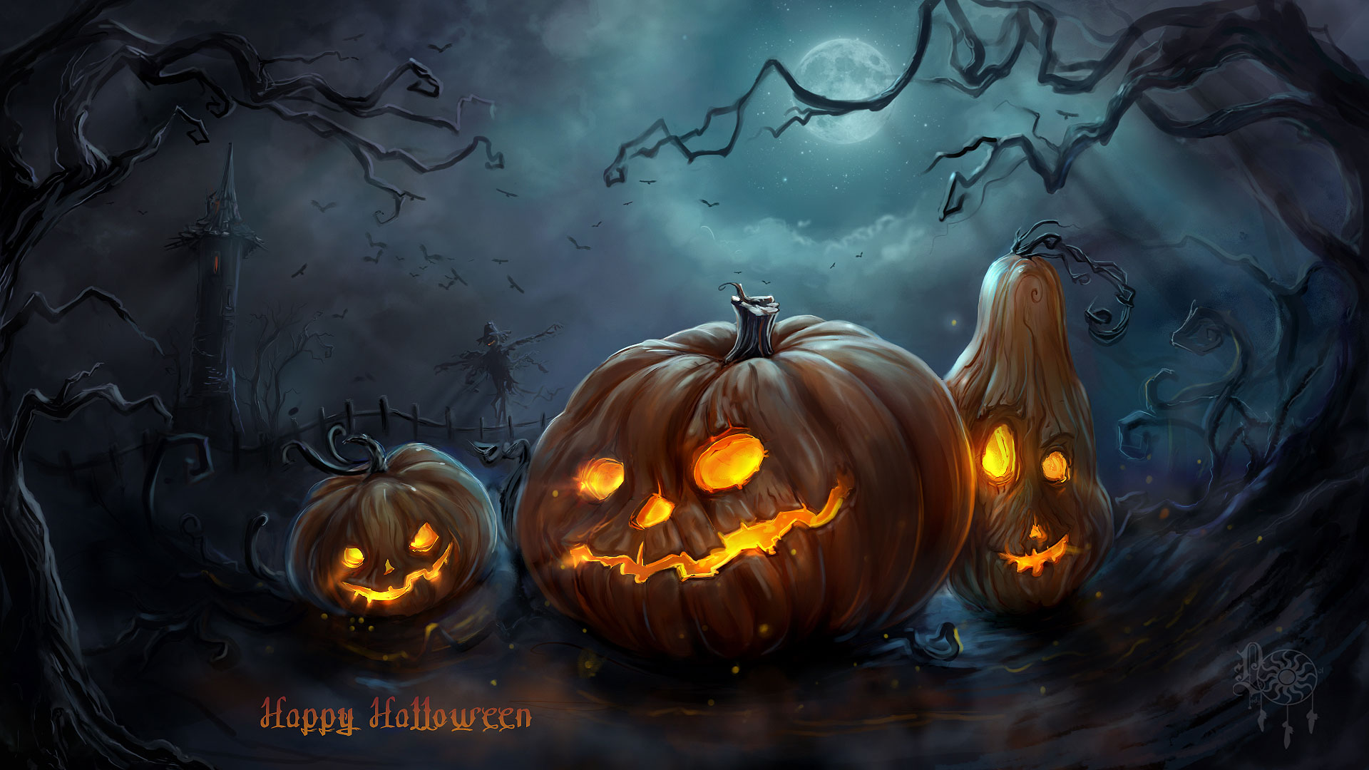 Happy Halloween Pumpkins Wallpaper HD1 Scary
