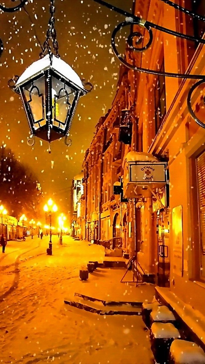 Moscow Winter At Night iPhone Wallpaper