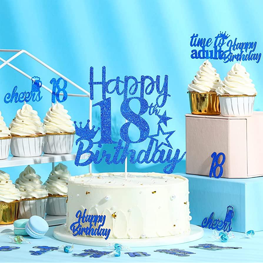Amazon 18th BirtHDay Cake Topper Navy Blue Pack Happy