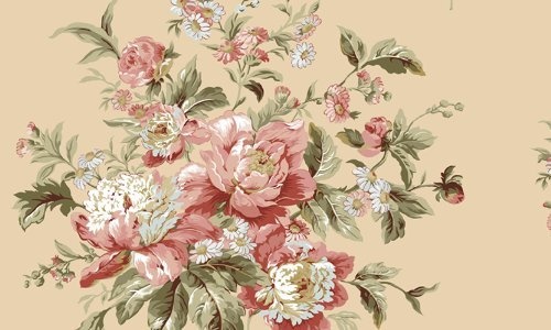 Waverly Garden Rose Green And Taupe Peonie Floral Wallpaper