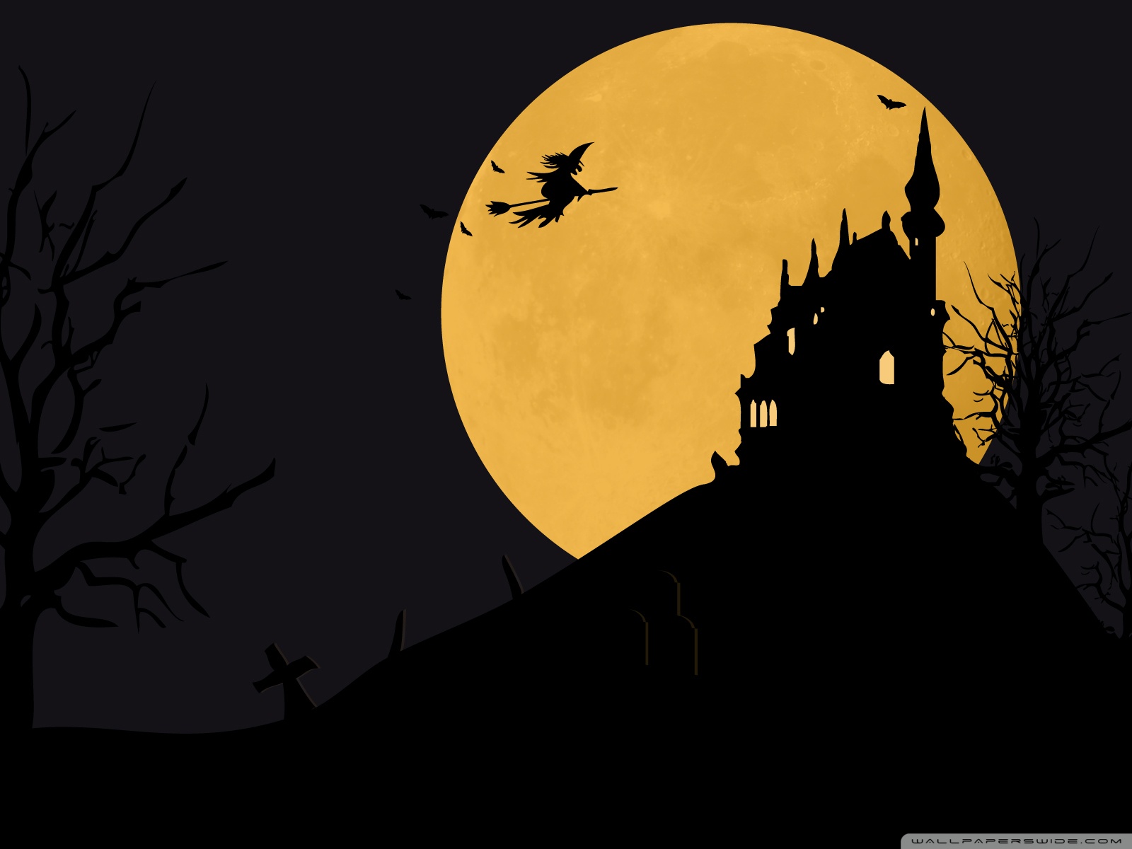 Halloween Bg Moon Texture Trees Final 4k HD Desktop Wallpaper