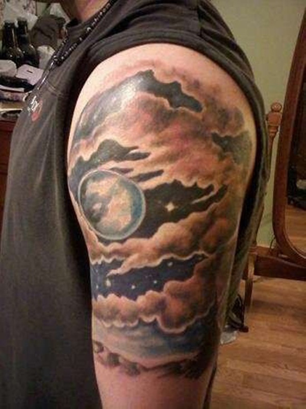 Very light shading tattoo adding moon and clouds backgrou  Flickr