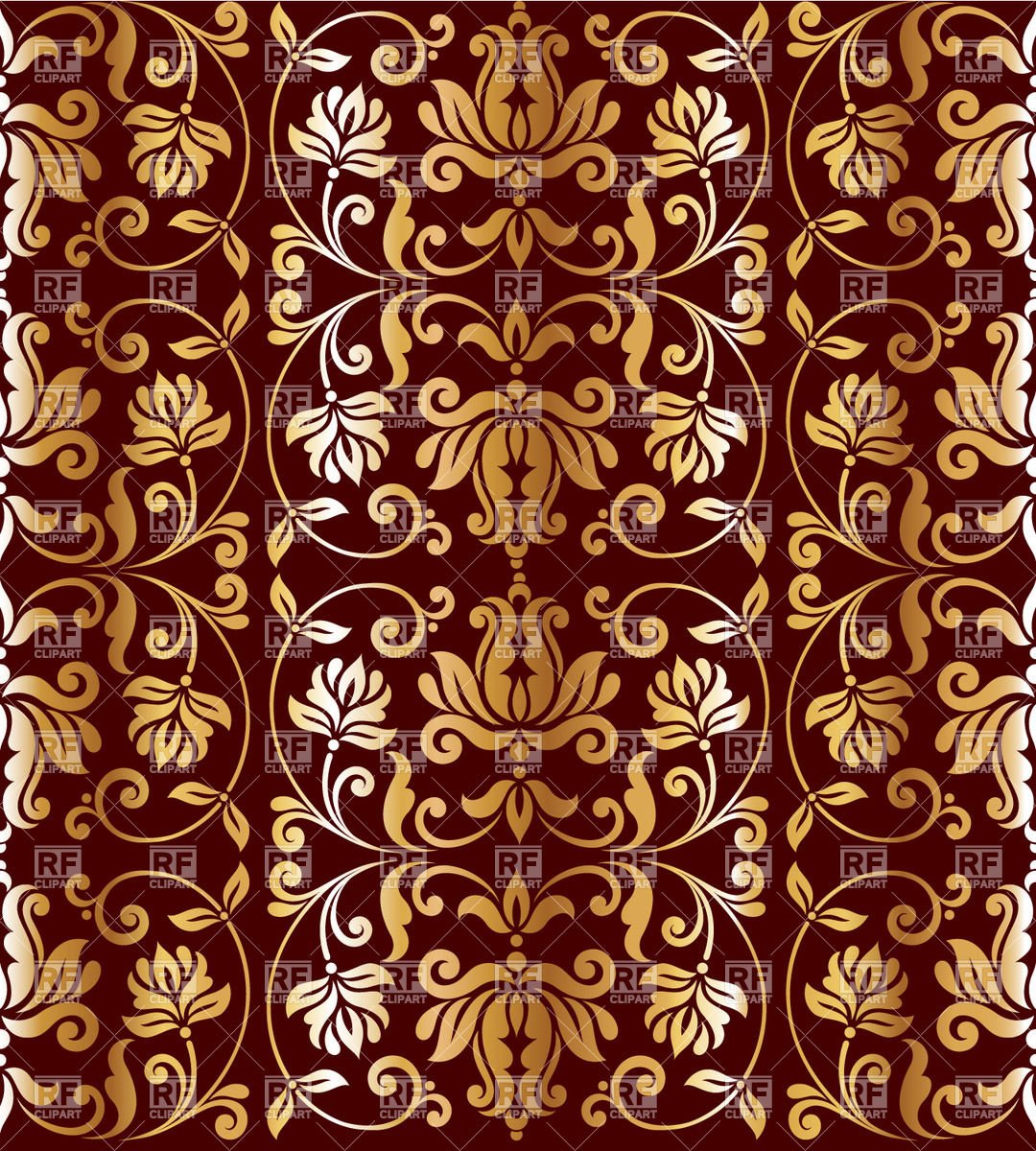 Seamless damask wallpaper with floral elements   golden retro ornament 1080x1200