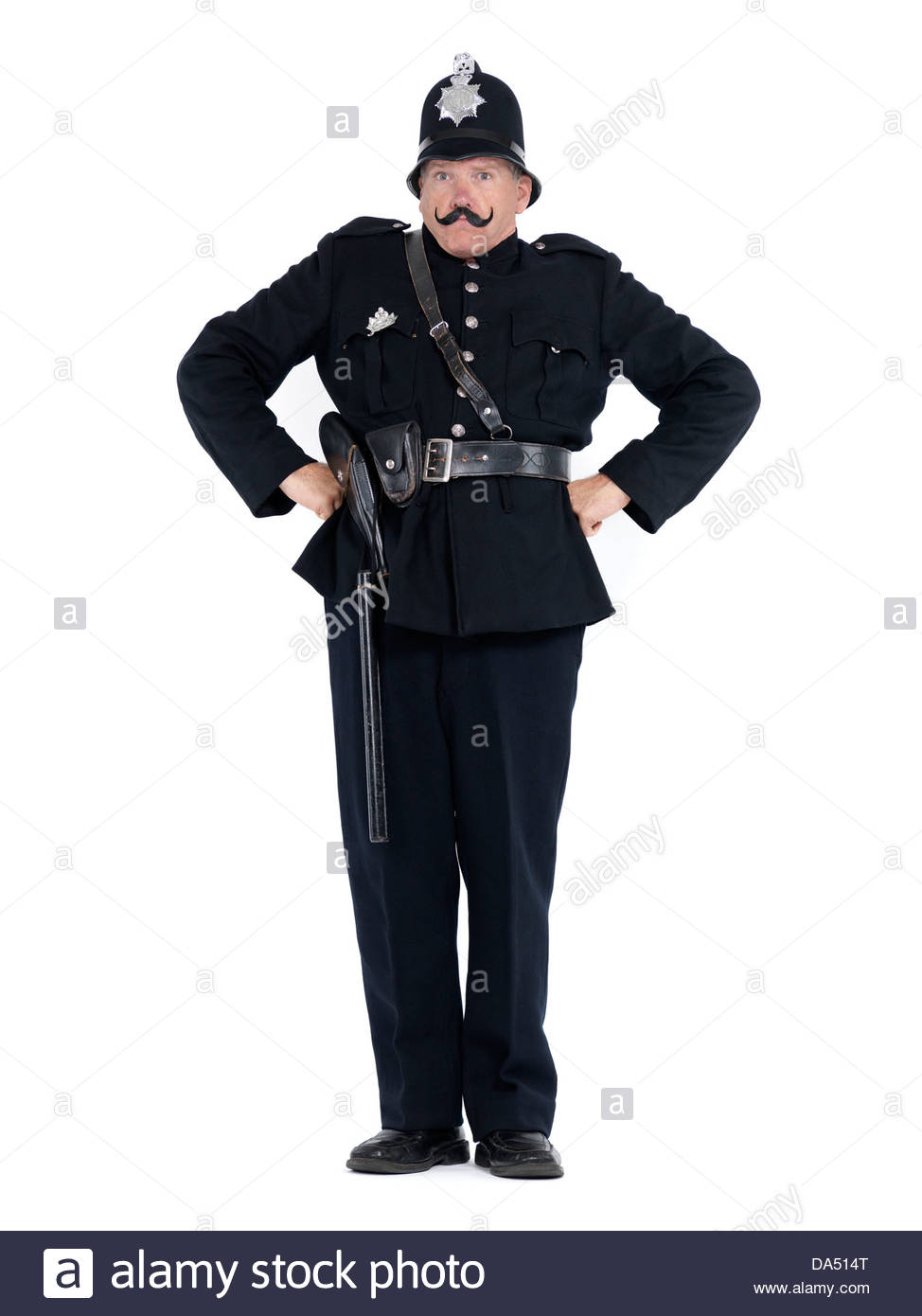 Humorous Portrait Of A Keystone Cop Vintage Police Officer Stock