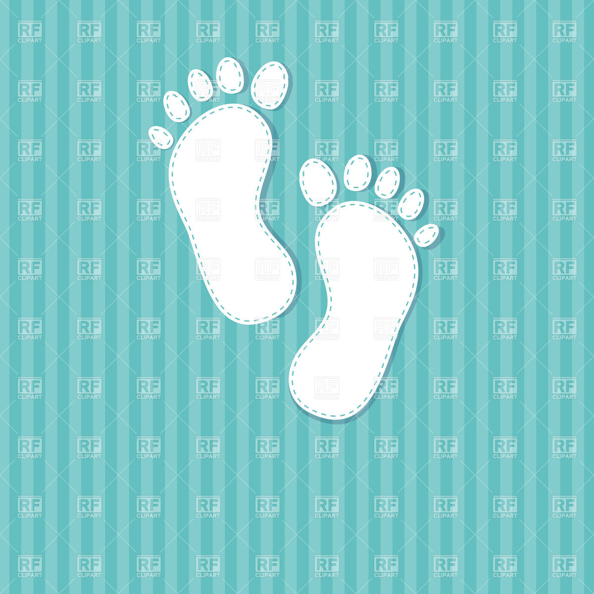 Baby Boy Footprint Background On Blue Striped
