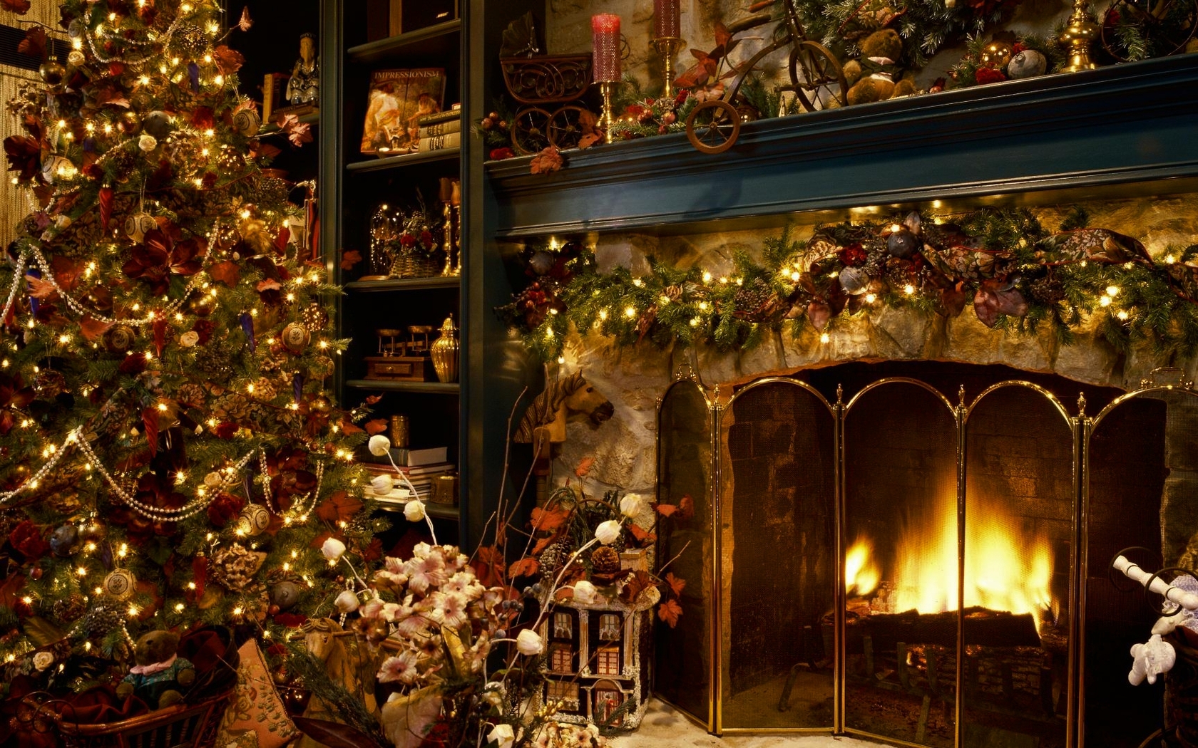 Christmas Fireplace Wallpaper Related Keywords