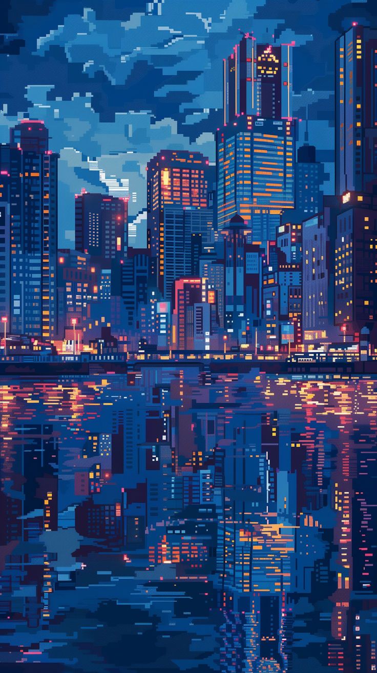 Pixel Art Cityscape Wallpaper