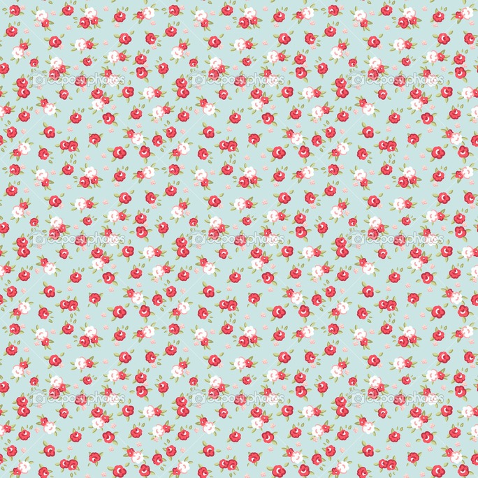 English Rose Seamless wallpaper pattern with pink roses on blue