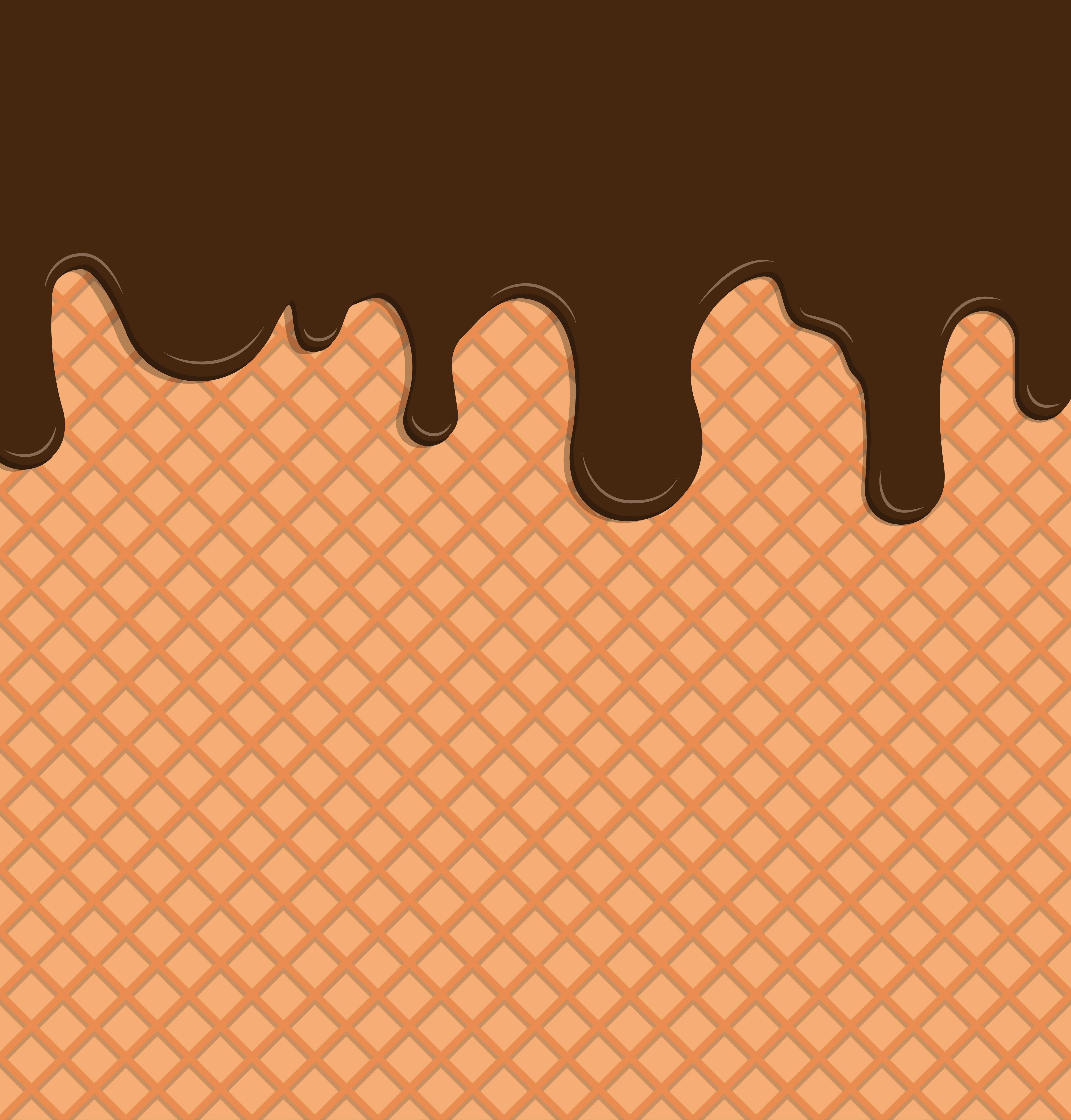 Flowing Chocolate On Wafer Background Vector Illustration
