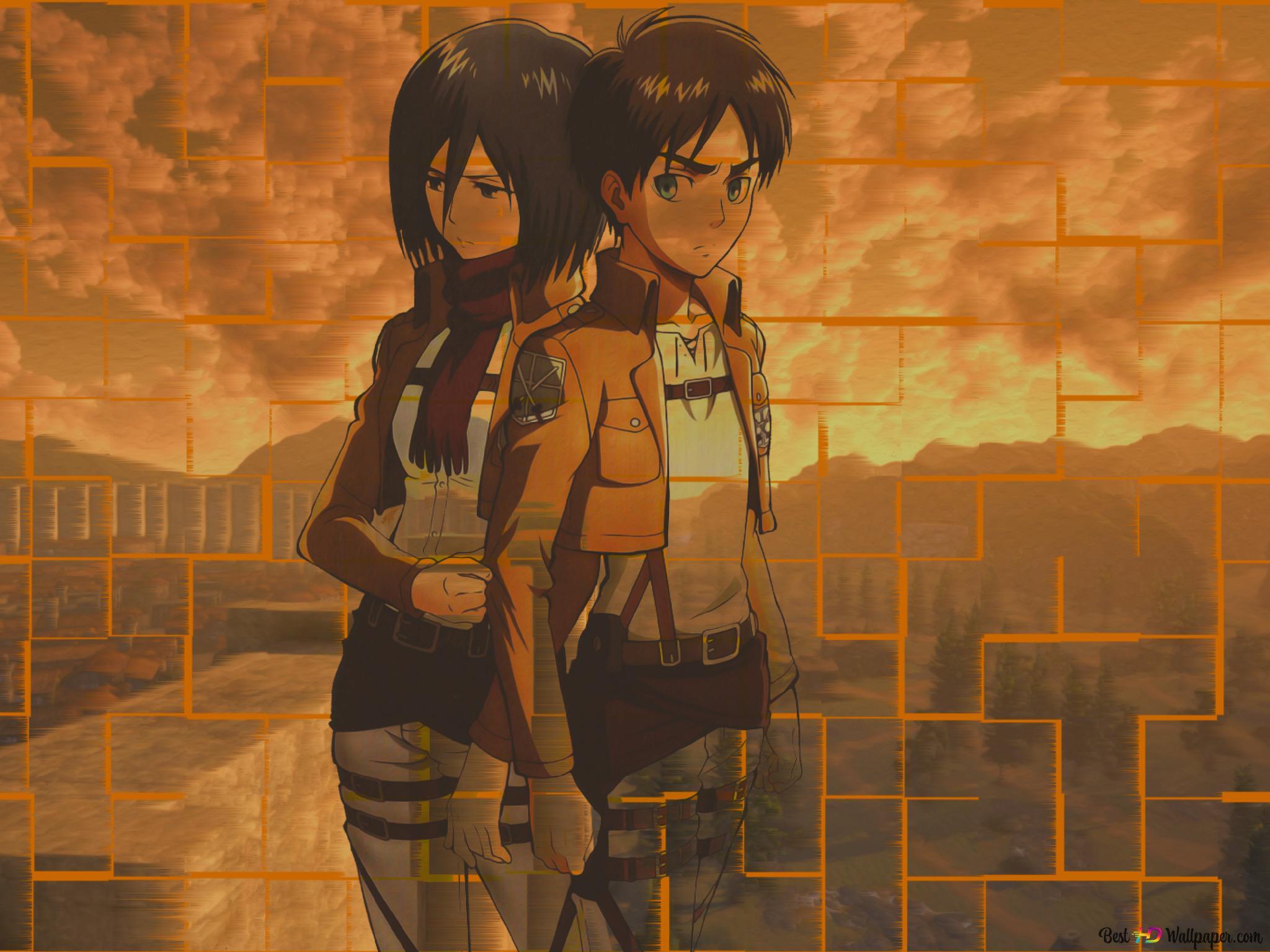 Attack On Titan Eren Yeager And Mikasa 2k Wallpaper