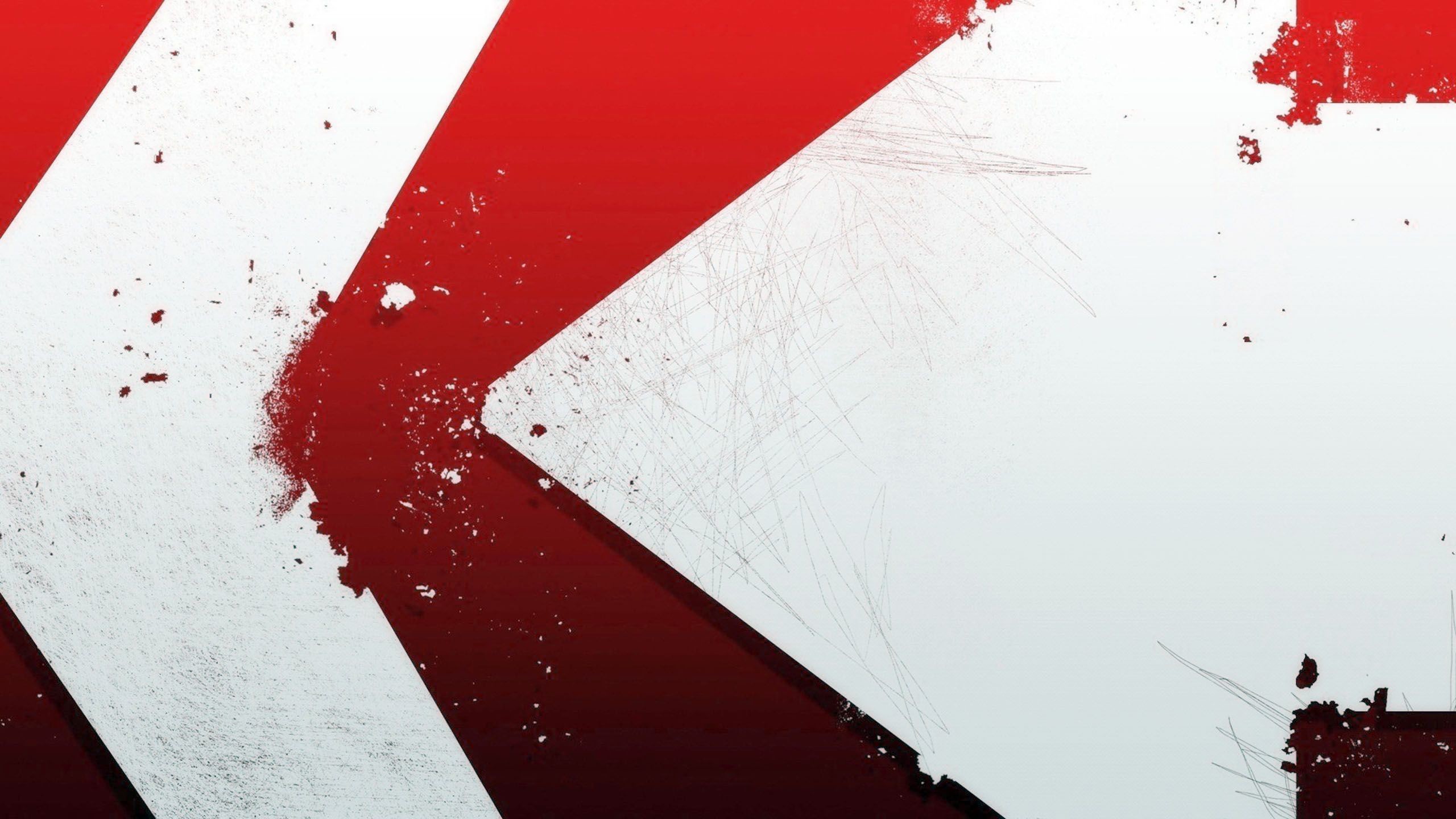 Abstract red and white grunge arrow pointing left, symbolizing a return or going back