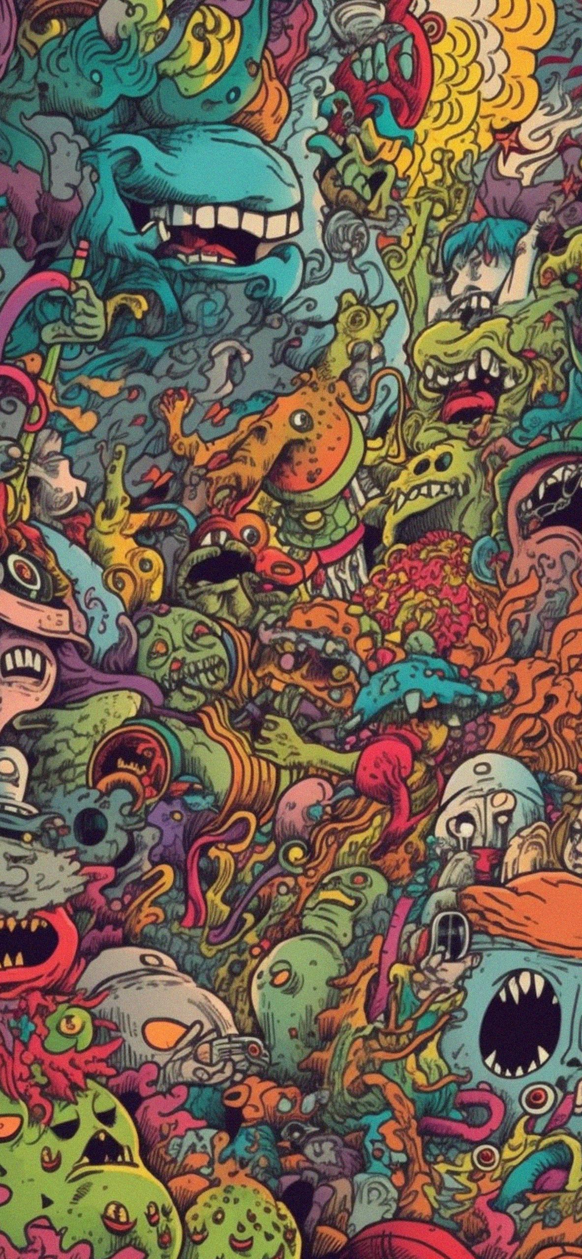 Trippy Monsters Wallpaper Aesthetic For iPhone