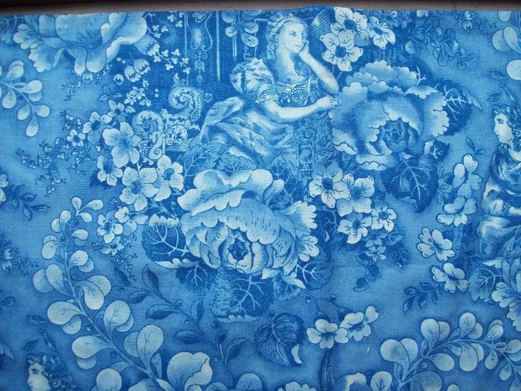 Blue On Toile Fabric And Wallpaper