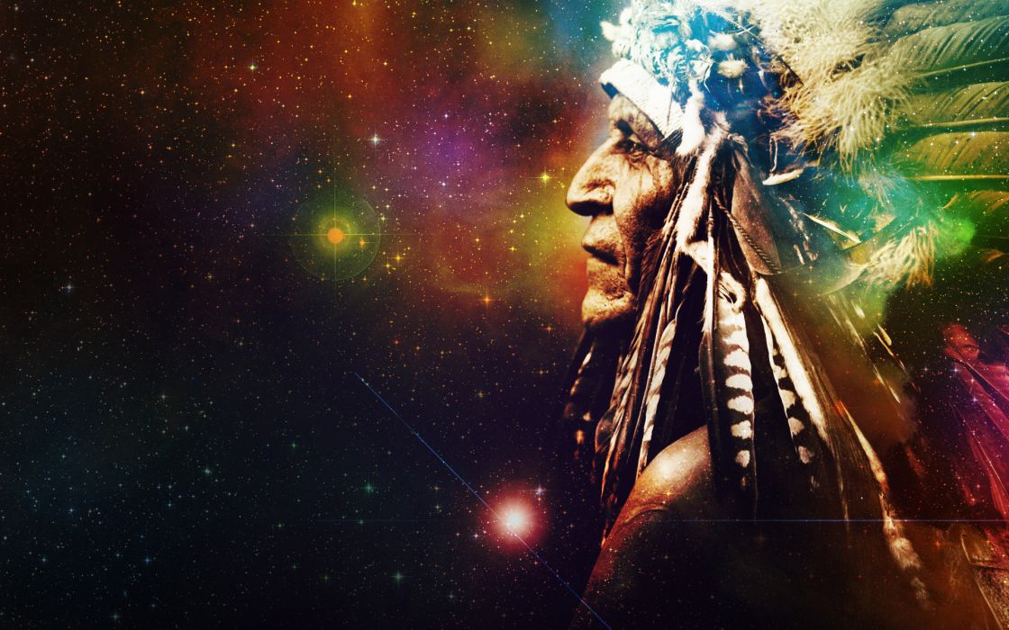 Space Stars Universe Background Indian Feathers Native American