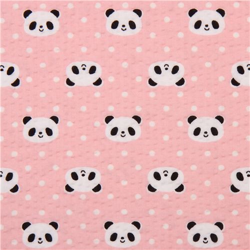 Pink Panda Seersucker Poplin Fabric Cosmo Japan