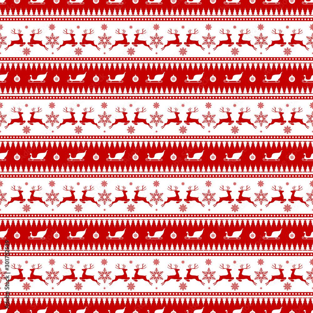 Merry Christmas pattern seamless Red and white X mas winter