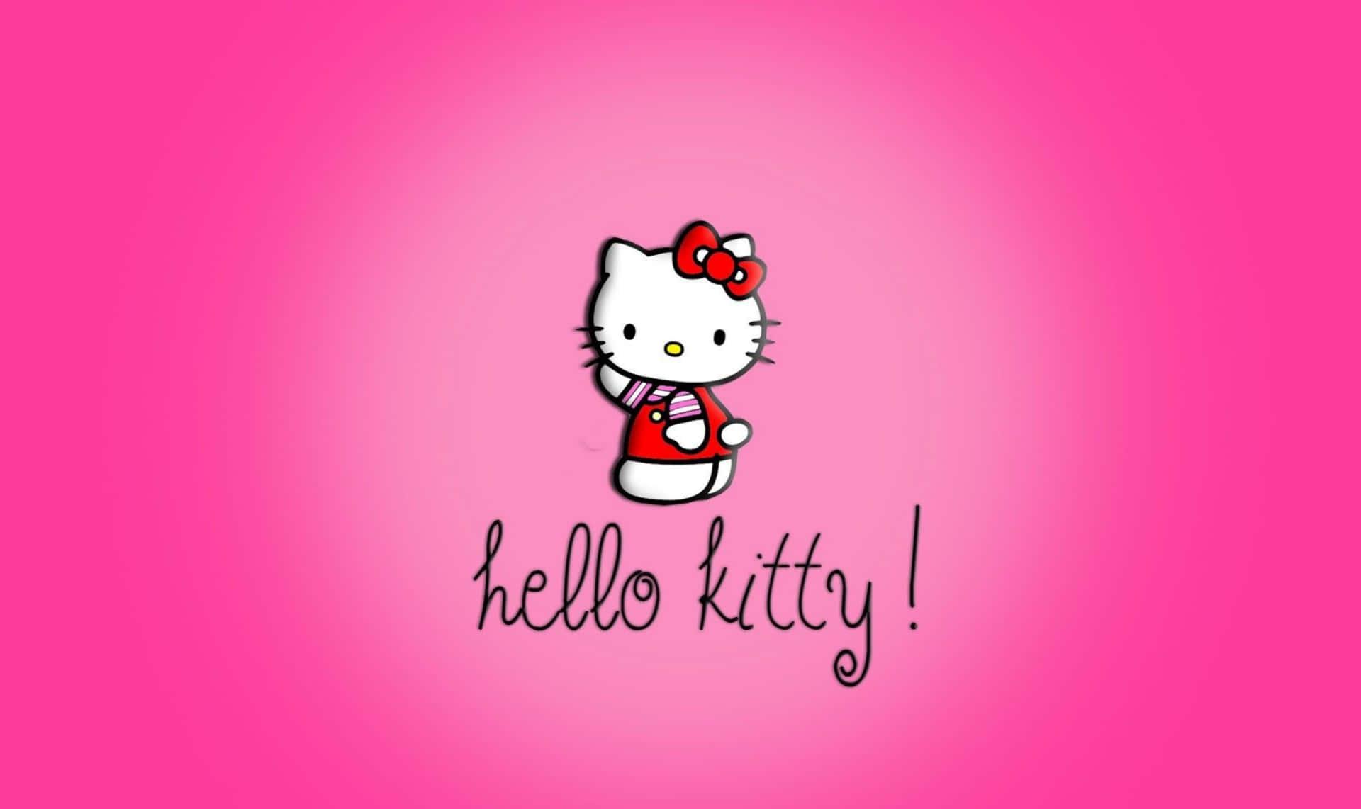 Hello Kitty Laptop Pink Background Wallpaper