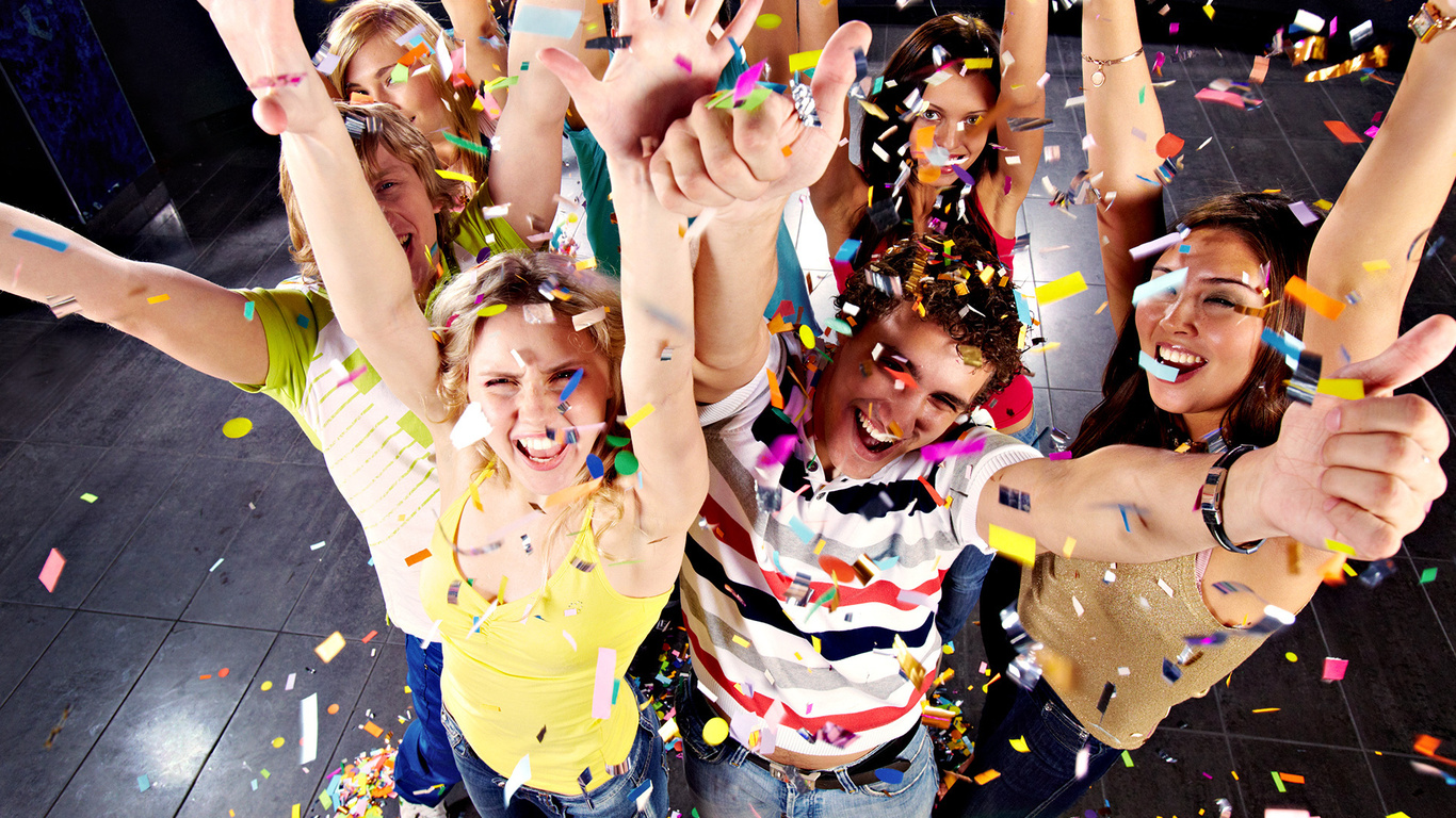 wallpapers of confetti party people joy people photo people 1366x768