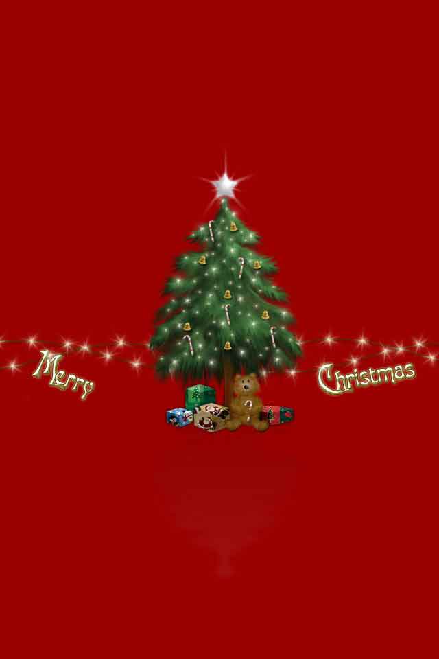 Wallpaper Merry Christmas Tree iPhone