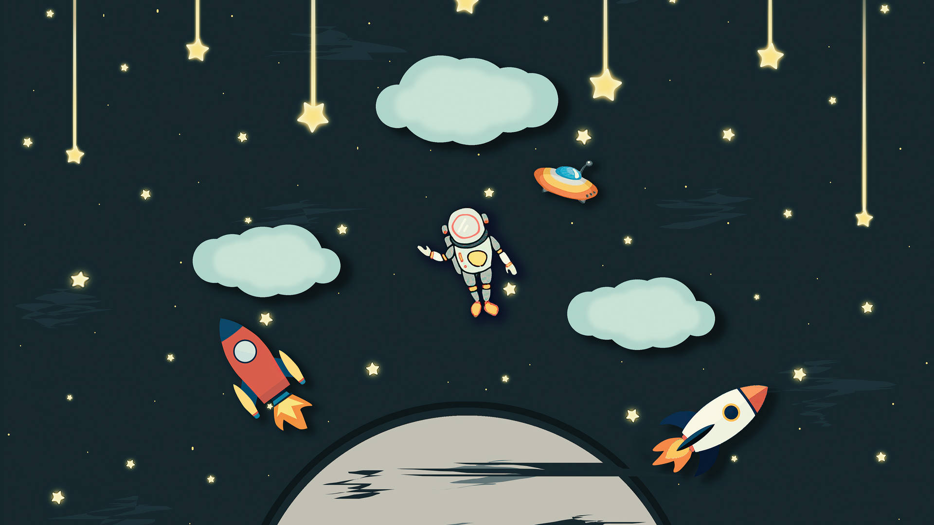 Cartoon Astronaut Wallpaper