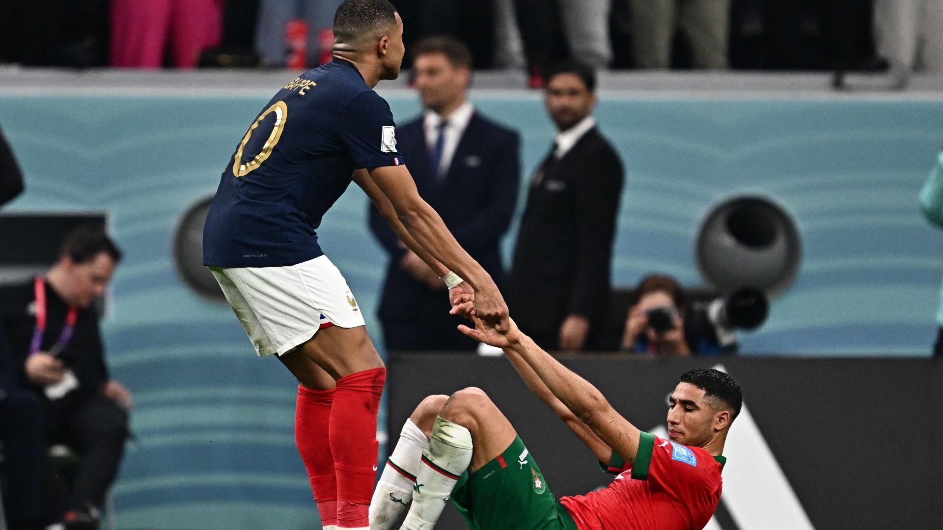 World Cup Mbappe Hakimi Share Moments After France Morocco