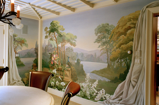 Copy Of A Zuber Wallpaper Traditional Dining Room Los Angeles