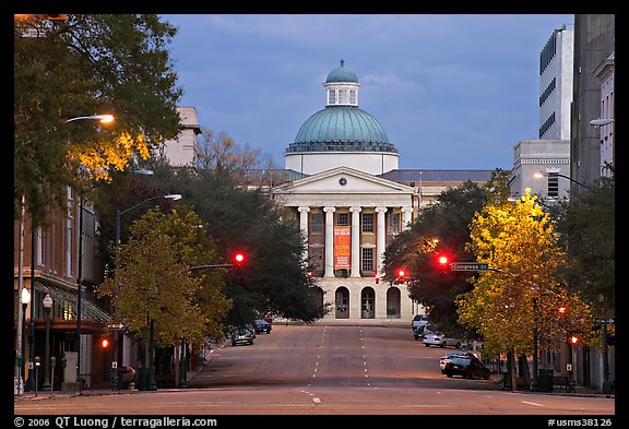 Street Leading To Old Capitol At Dusk Jackson Mississippi Usa