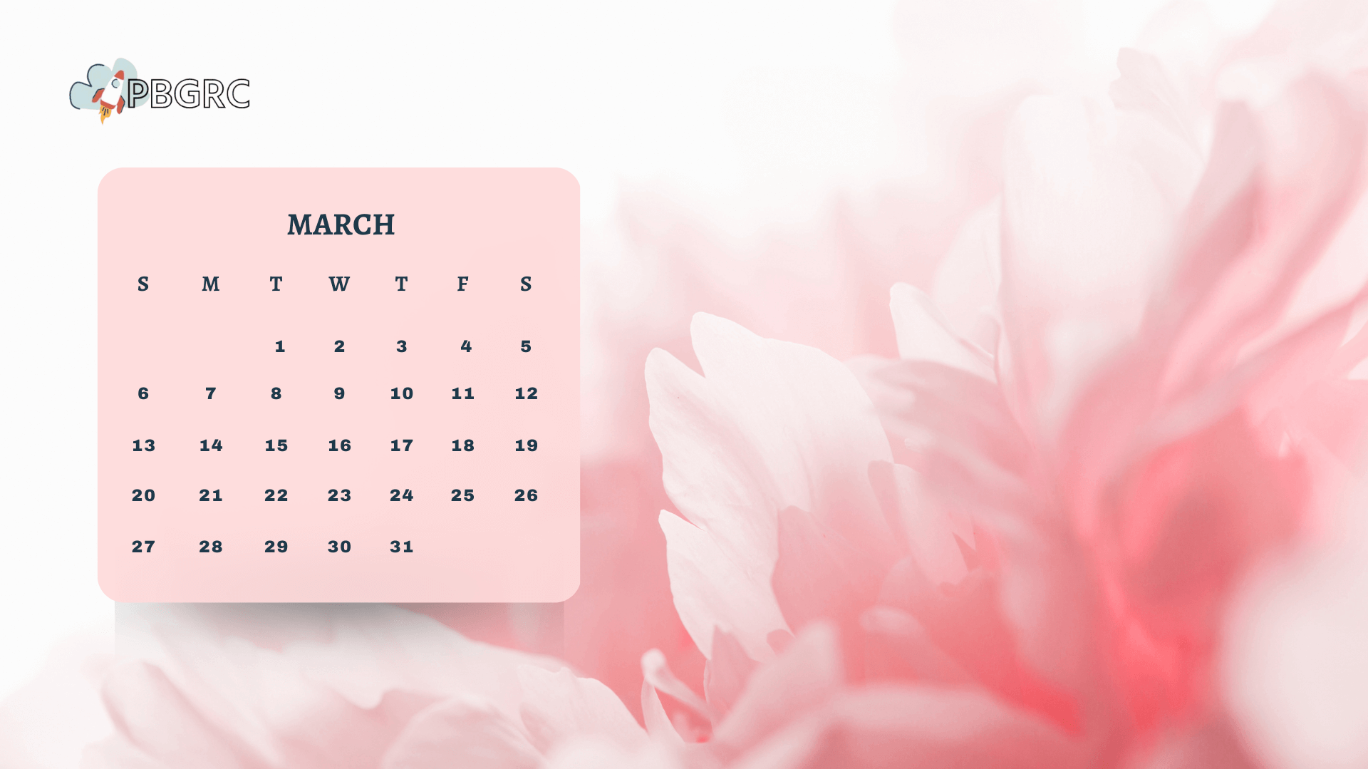 Cute March Calendar Floral Wallpaper HD