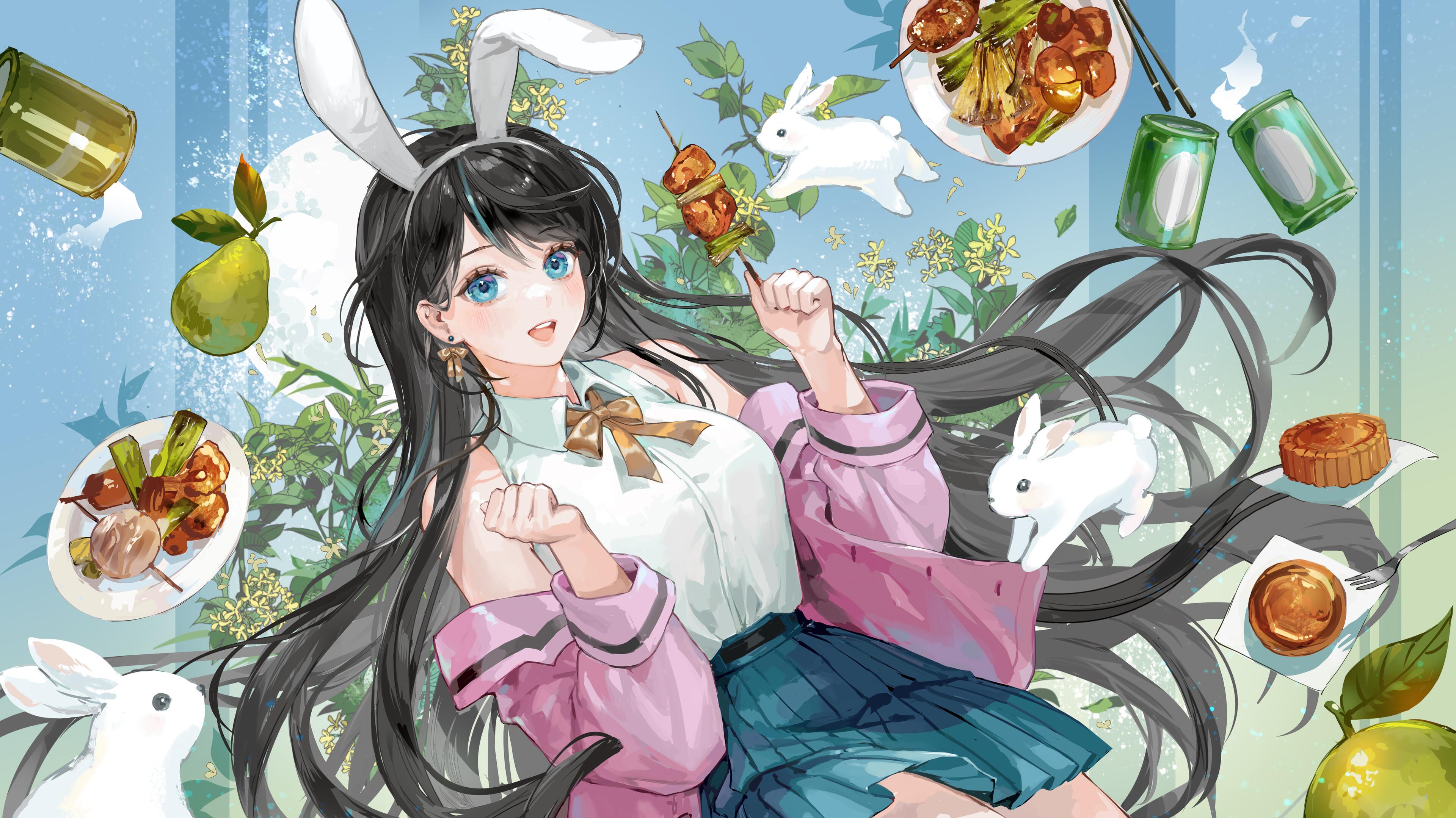 Cute Anime Girl Bunny Art 4K Wallpaper iPhone HD Phone 270h