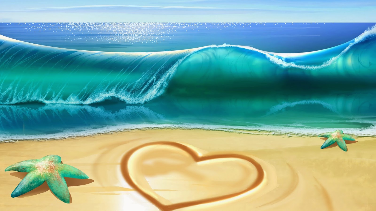 Heart In Sand Beach Anime 3d Wallpaper WallHDpic