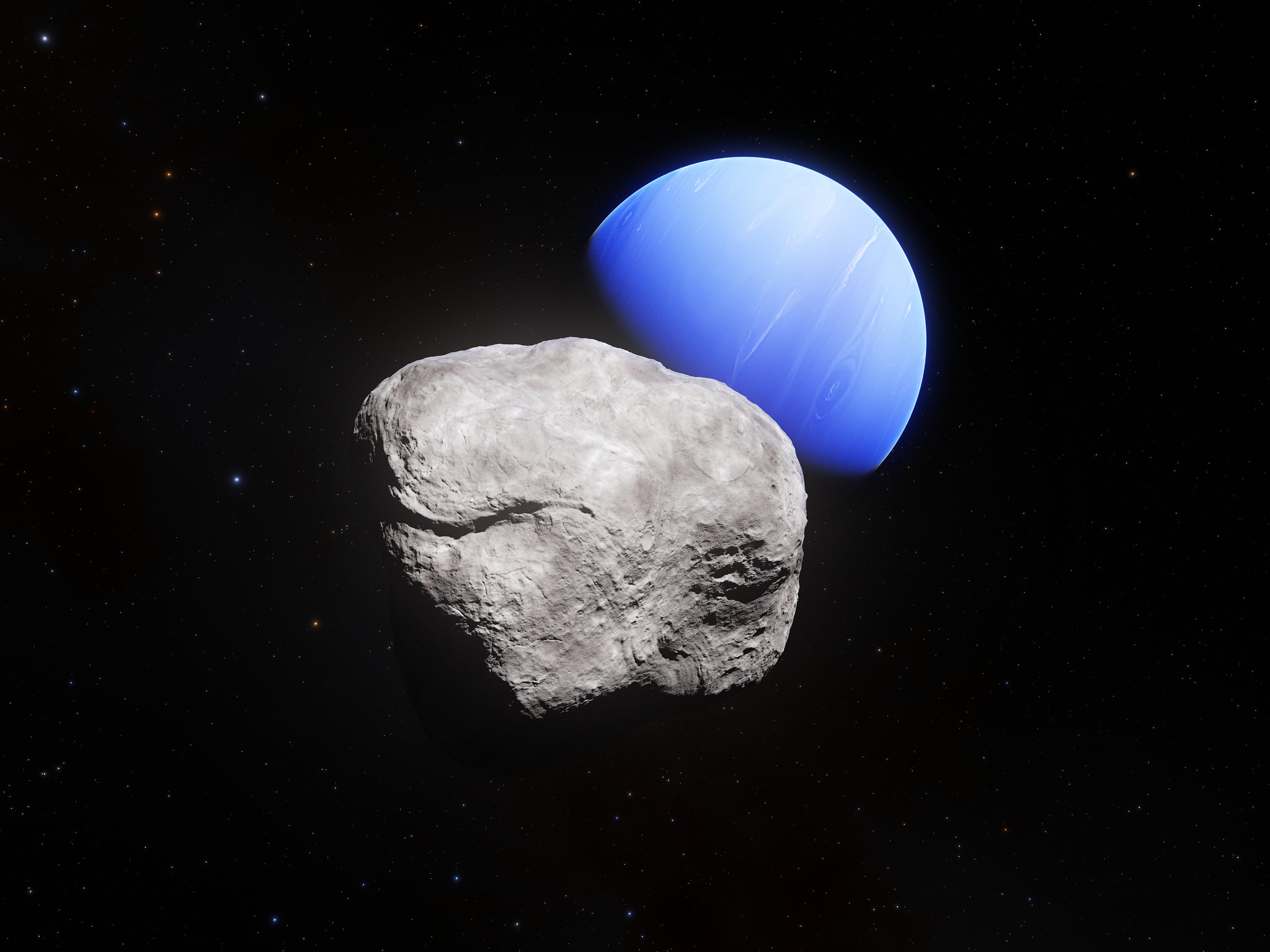 Neptune And Its Smallest Moon Hippocamp Artist S Impression