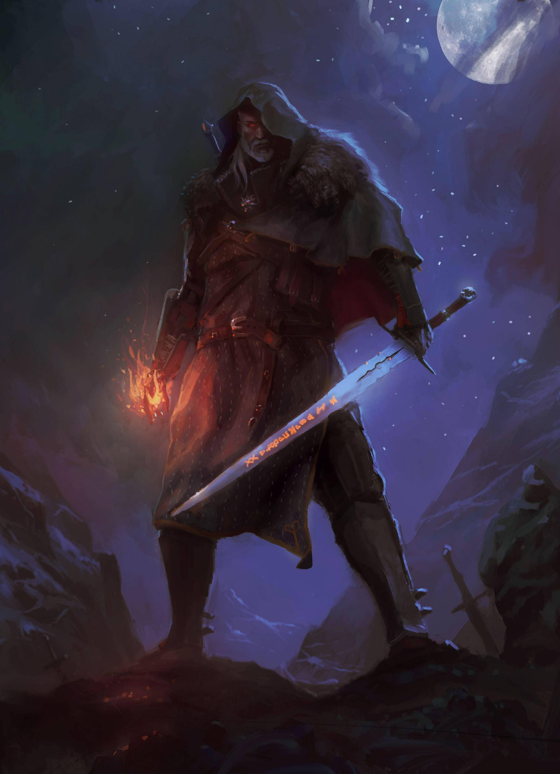 Geralt Fire Powers In Witcher iPhone Wallpaper