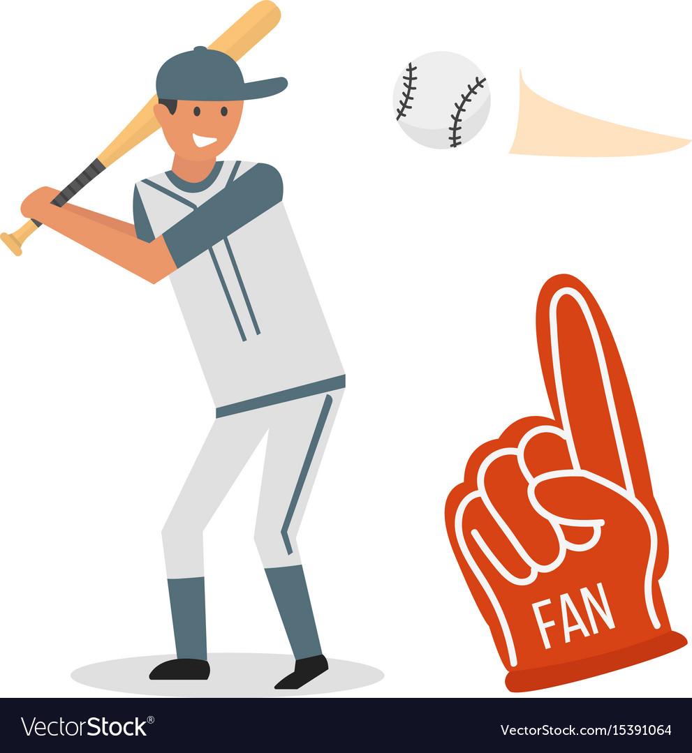 Cartoon baseball player icons batting Royalty Free Vector
