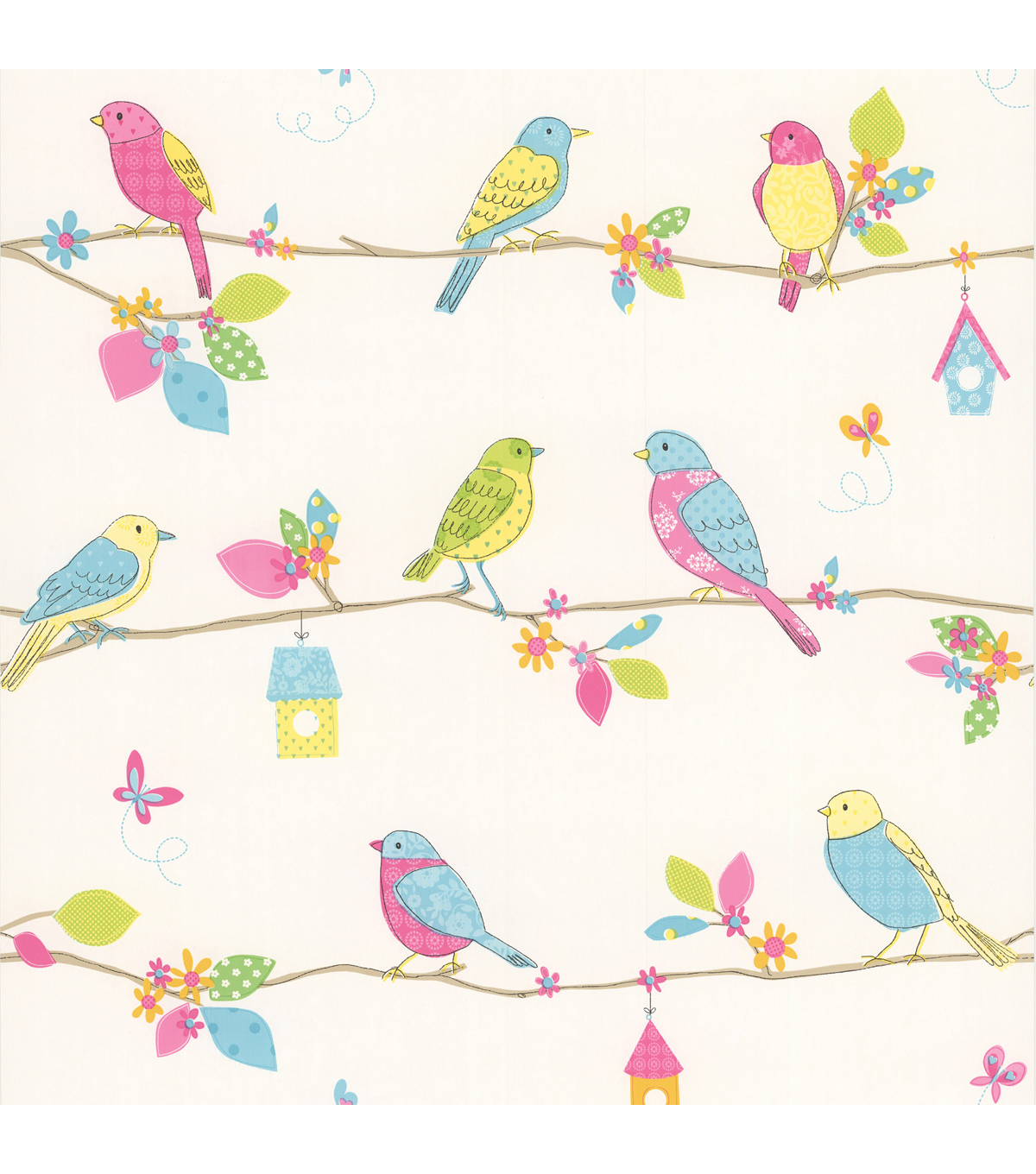 Social Birdie White Quilted Birds Wallpaper Jo Ann