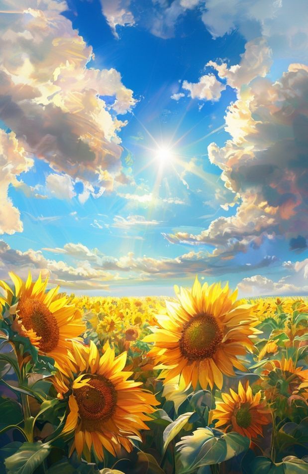 Clouds Sunflower Aesthetic Wallpaper